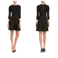 Vince Camuto Womens Black Fit & Flare Bracelet Sleeve Sweater dress Size XS 55