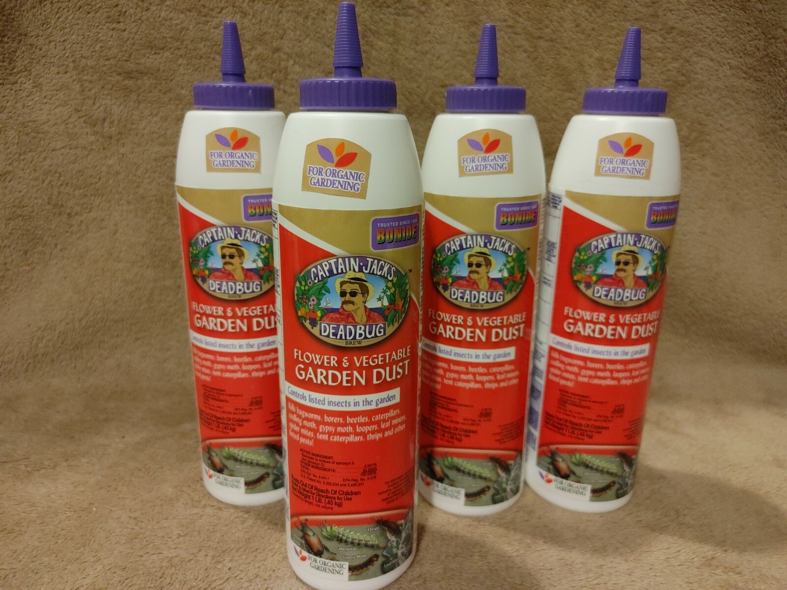Lot of 4 Captain Jacks Flower & Vegetable Garden Dust For Organic