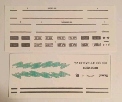 Handmade Waterslide Decals For A 67 Chevelle SS & 67 Chevelle Pro ...