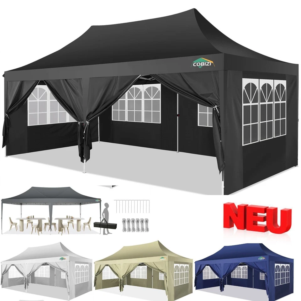 COBIZI Pavillon 3x4.5m/3x6m Faltpavillon Wasserdicht Partyzelt Gartenzelt UV Schutz