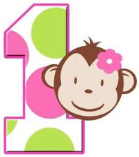 monkey 1st birthday heat transfer iron on not embroidered 3.5 inch 1pc
