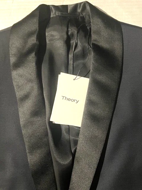 New THEORY Mens Ford Wool Tuxedo Jacket Blazer Shawl Collar sz 46 Eclipse NWT - Image 2 of 4
