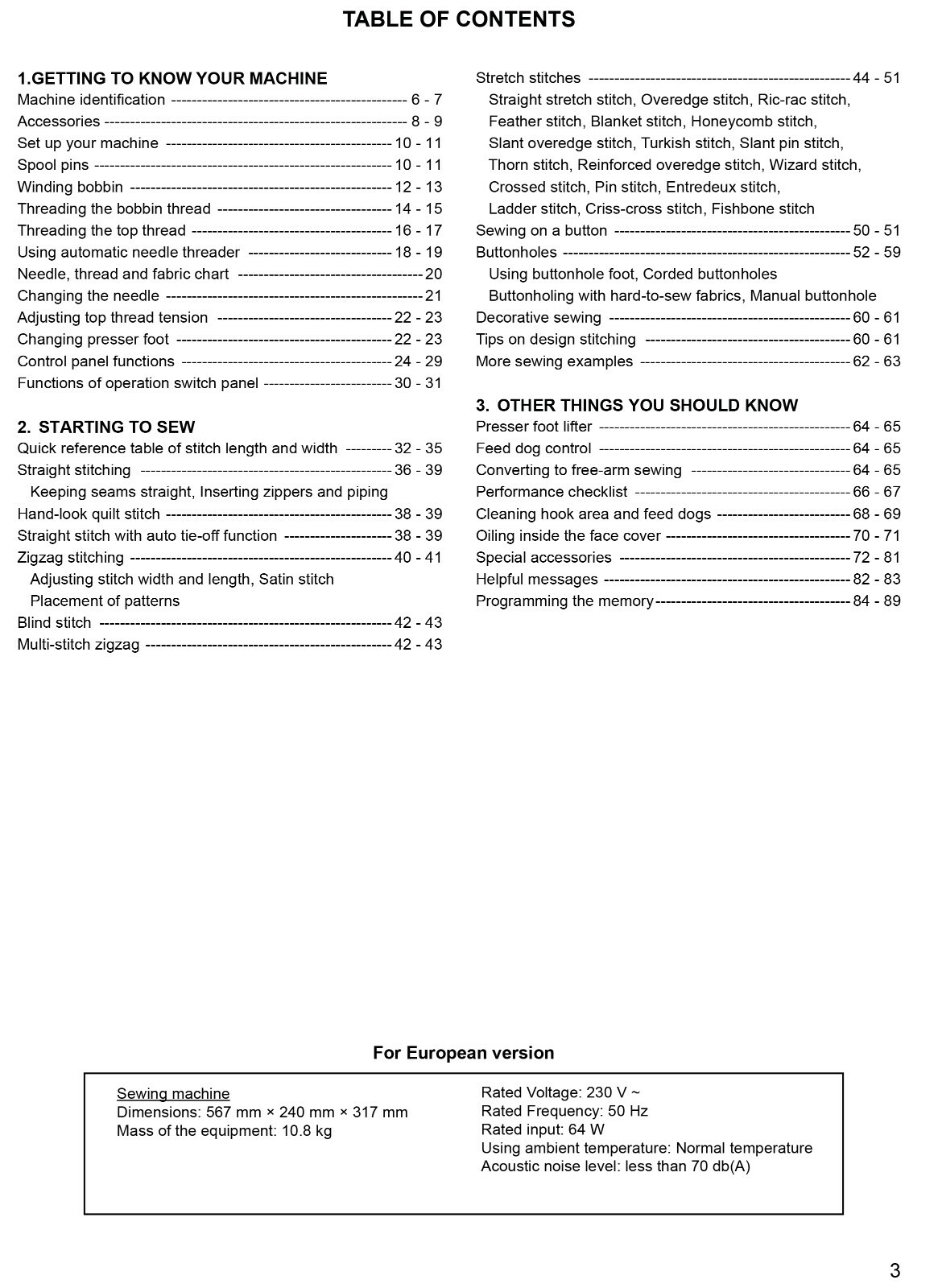 Singer 8500Q Modern Quilter Sewing Machine OWNER'S INSTRUCTION MANUAL