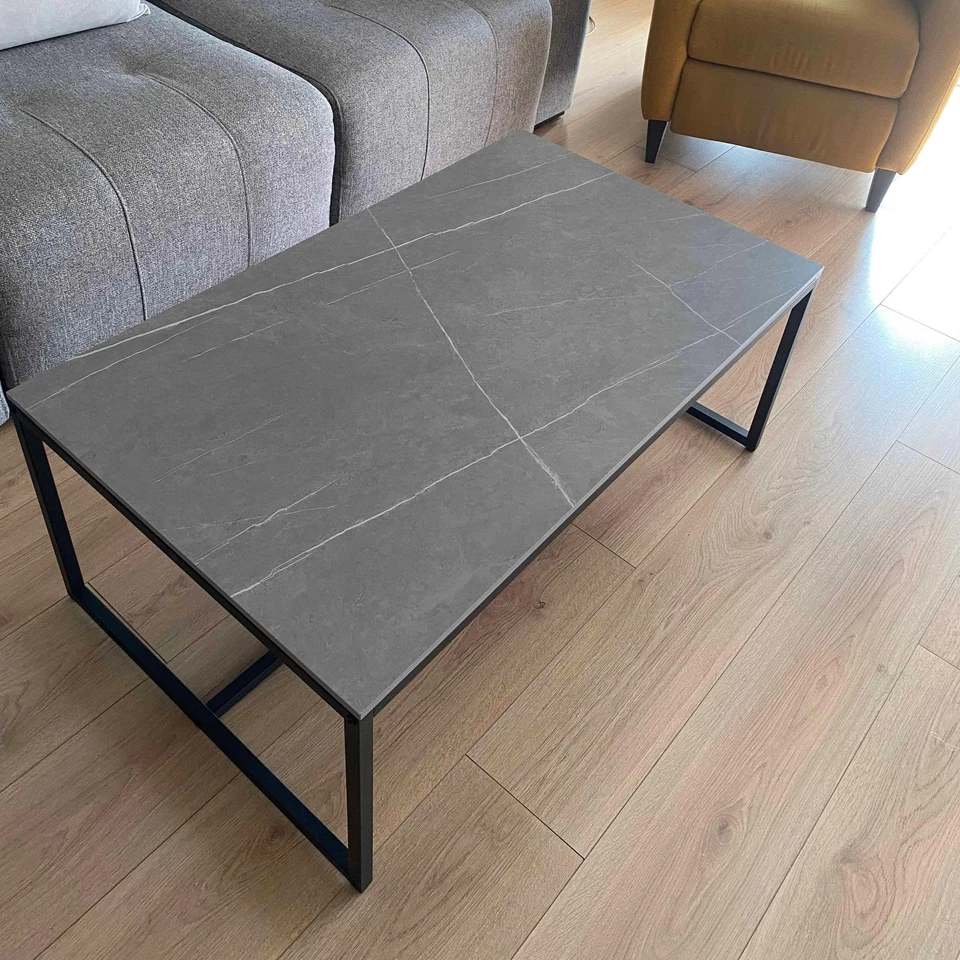 Coffee table ceramic sofa table marble effect 100x60x43 cm living room table coffee table - Image 2 of 4