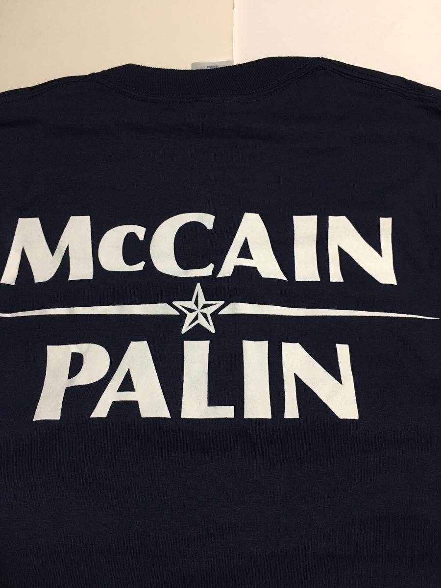 Mccain Palin Mccain T Shirt Mens Navy Blue McCain Palin Cotton Short Sleeve  Campaign Graphic