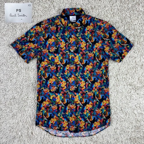 Paul Smith Men’s Tailored Fit Multi Color Short Sleeve Button Up Shirt XS