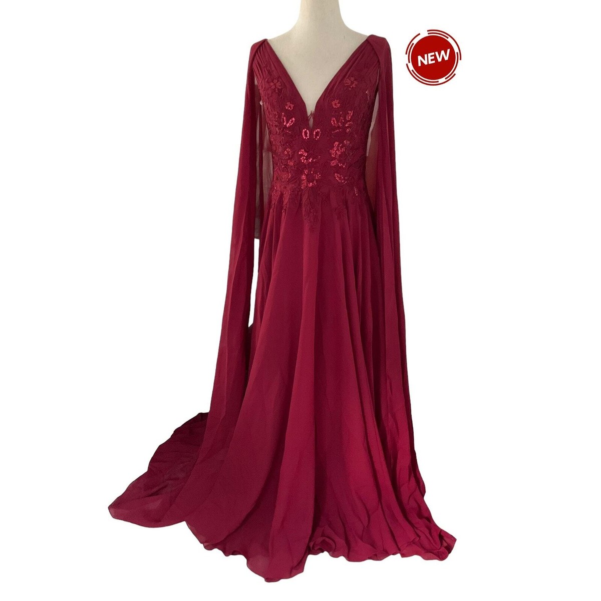 JJ House Burgundy Formal Long Dress Party Dress Women's Size