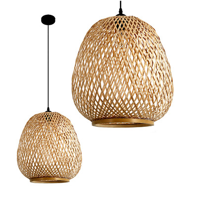 BOHO BARSO Pendelleuchte in Bambus NATURAL Design dekorativ Stilvoll Ø40cm