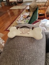 1994 Smoky Mountain Pottery Ceramic Dog Bone Hanging Wall Plaque 8" USA