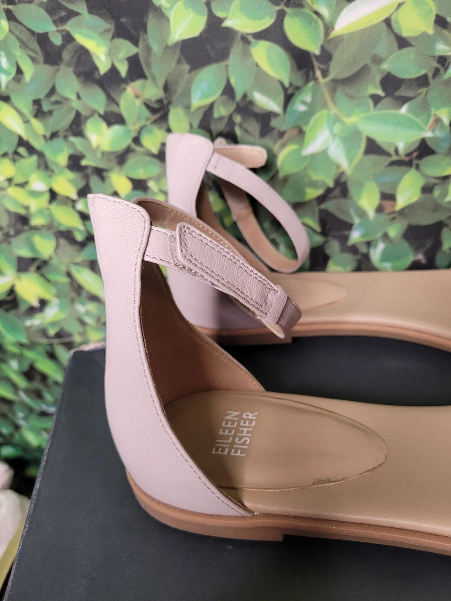 Eileen Fisher Razz Tumbled Leather Ankle Strap Sandal Womens Size