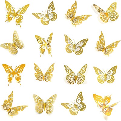 3D Butterfly Wall Decor 48Pcs 4Styles 3Sizes for Birthday Party Decorations