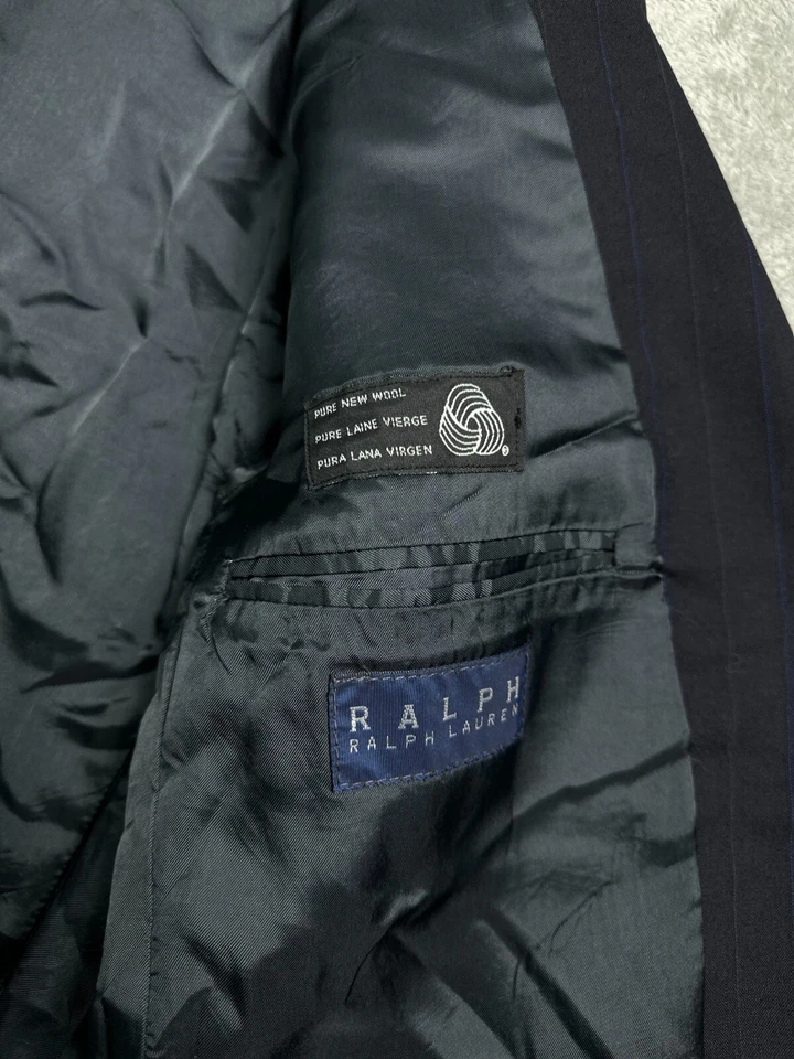 Ralph Lauren RRL Hombres 40 Traje Chaqueta Blazer Lana Pura Azul Marino Rayas De Colección Canadá Foto 3 de 4