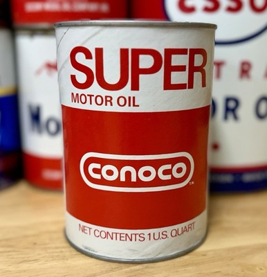 Vintage NOS Conoco Super Motor Oil Can Quart FULL