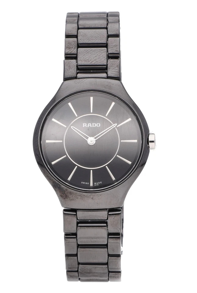 Rado True Thinline 31.5mm Quartz Black Dial Ceramic Ladies Watch R27742162