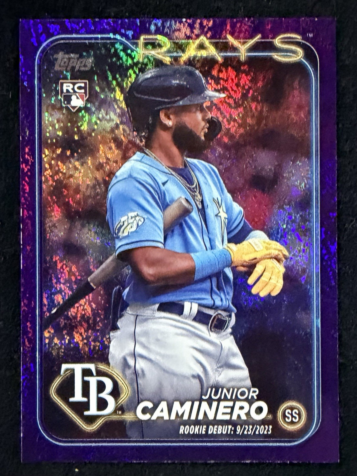 2024 Topps Update Junior Caminero RC/RD Purple Foil /799 Rays US223 Rookie