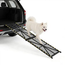 71" Heavy Duty Dog Car Ramp, Folding Steel Pet Ramp SUV Truck RV, 300lb Capacity