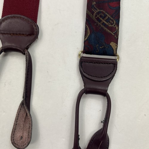 Paul Stuart Silk Suspenders Braces Leather Tab Musical Instruments Jazz Band - Picture 3 of 10