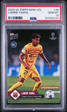 Tarjeta de novato PSA 10 Lamine Yamal 2023 Topps Now #40 Youngest Player to Start