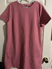 Ann Taylor Pink Striped Mini Dress With Pockets New With Tags Size 14