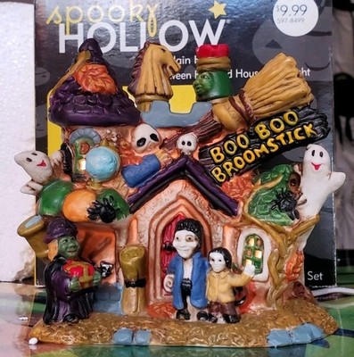 Spooky Hollow Village Halloween  Boo Boo Broomsticks Porcelain House Boxed Works
