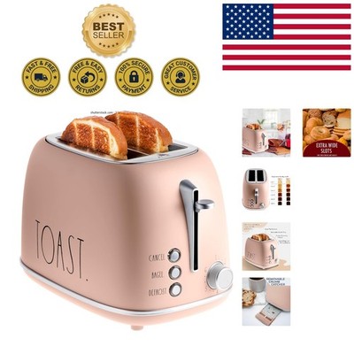 Elegant Blush 2-Slice Stainless Steel Toaster with Bagel, Defrost & 6 Settings