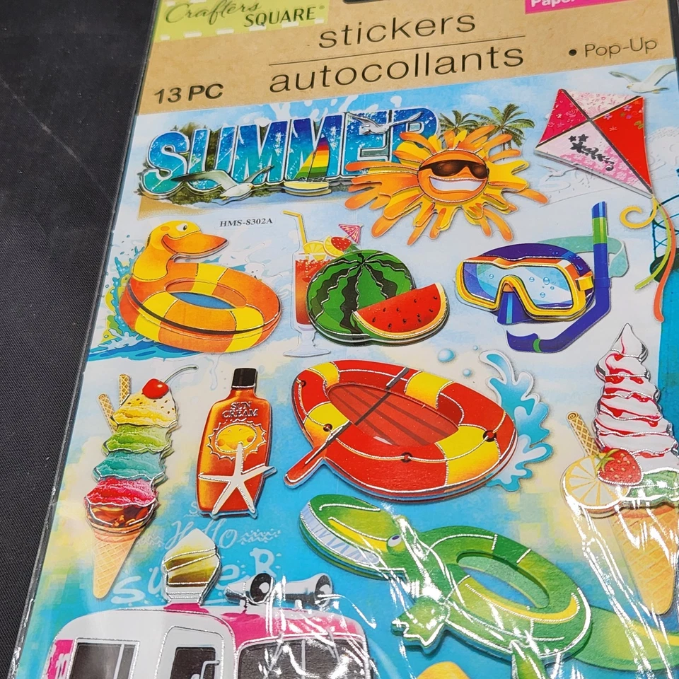 Crafter's Square 13 pegatinas para álbumes de recortes - NUEVO - Helado de natación de playa de verano Foto 2 de 4