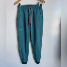 Figs High Waisted Zamora Jogger Scrub Pants Green Pink Hospital Office Dental
