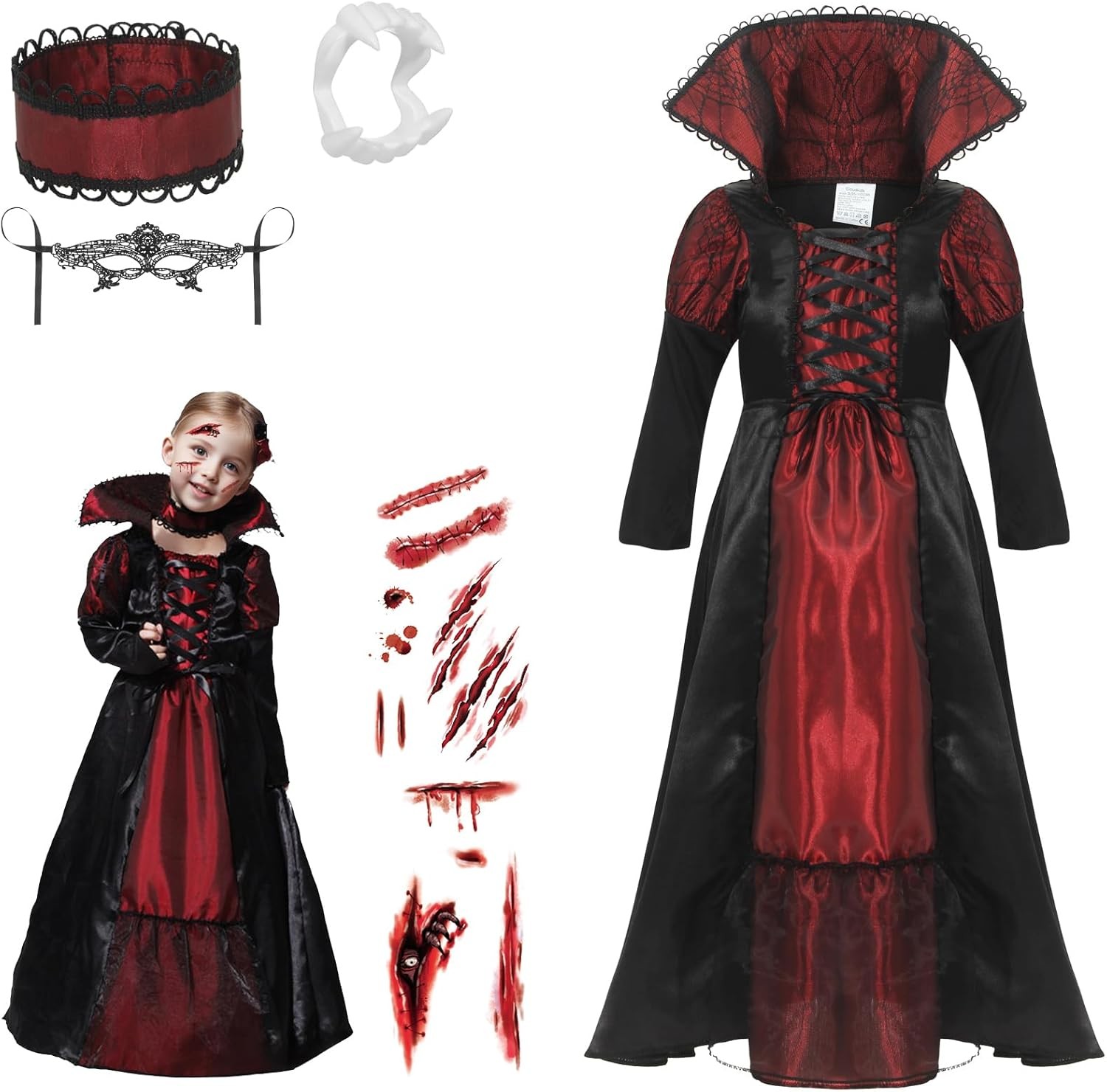 Cloudkids Disfraz de Reina Vampiresa -Disfraz de Vampiro Niña - twilight -