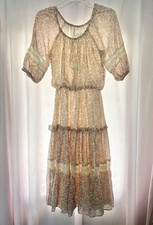 1970s Roberta of California prairie Ruffle Floral Lace  dress