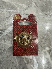 2011 Disney Pin Pirates of the Caribbean Skeleton at the Helm Hinged Ship Wheel
