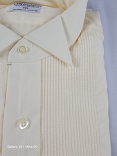 Men's Vintage Pleated Wing Tip Collar Tuxedo Shirt - Ivory - Multi Size