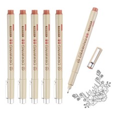 6 x 0.5mm Fineliner Ink Pens Brown 