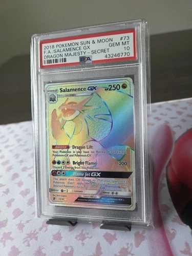 2018 Pokemon Sun & Moon Dragon Majesty Secret #73 Full Art Salamence GX PSA 10