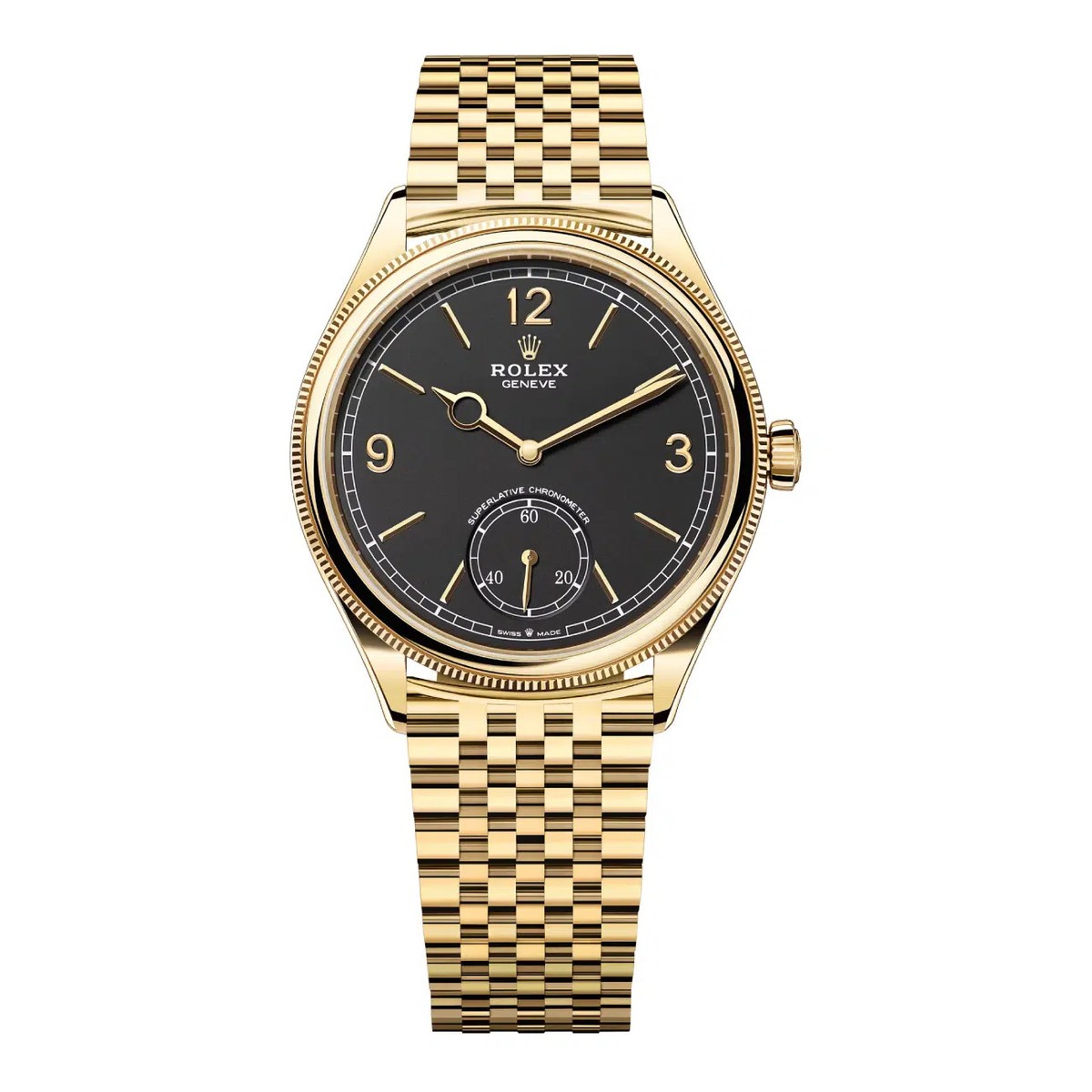 Rolex 1908 52508-0007 Yellow Gold Fluted Bezel White Dial Settimo