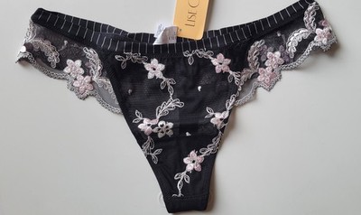 lise charmel FRANCE Italia 1 Xsmall DANDI CHERI LA thong NOIR & embroidery
