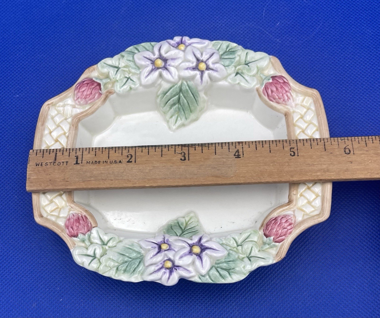Fitz And Floyd Essentials Hand Crafted Floral Trinket Dish Soap Dish  thumbnail 3
