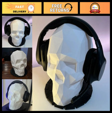 3D Printed Skull Headphone Stand - Unique Geometry Hanging Rack Desktop Decor