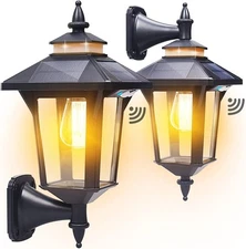 Solar Wall Lantern Lights Outdoor with 3 Lighting Modes,Waterproof 2 Pack