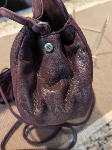 Hobo Plum VTG Birdy Suede Metallic Tassel Fringe Crossbody With Dust Bag - Picture 5 of 11