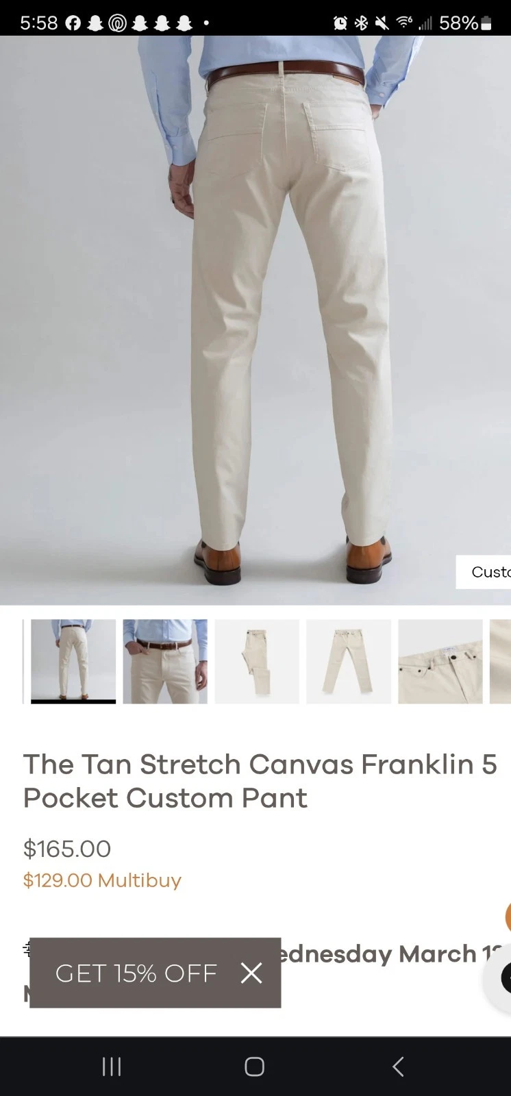 Mens Ledbury Canvas Franklin 5 Pocket 30w 30L
