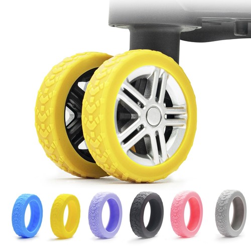 8 Pack Luggage Wheel Covers - Silicone Silent Suitcase Wheel Protectors (Yellow)