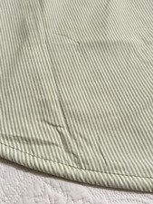 Custom Oval-ish Tablecloth 100x92 Thin Stripes Light Green And Creamy White