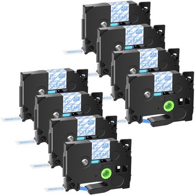 GREENCYCLE Compatible Brother PTouch Label Tape TZe-133 12mm 0.47'' Blue/Clear x8
