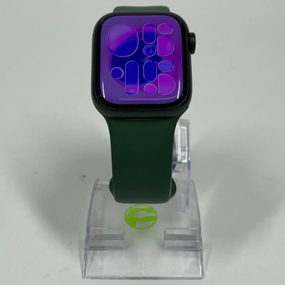 Unlocked Apple Watch Series 7 41MM Green Aluminum Clover Sport Band MKH93LL/A