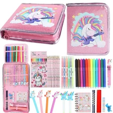 Fruit Scented Markers Set 44 Pcs Filled Stationery with Unicorn Pencil Case,A...