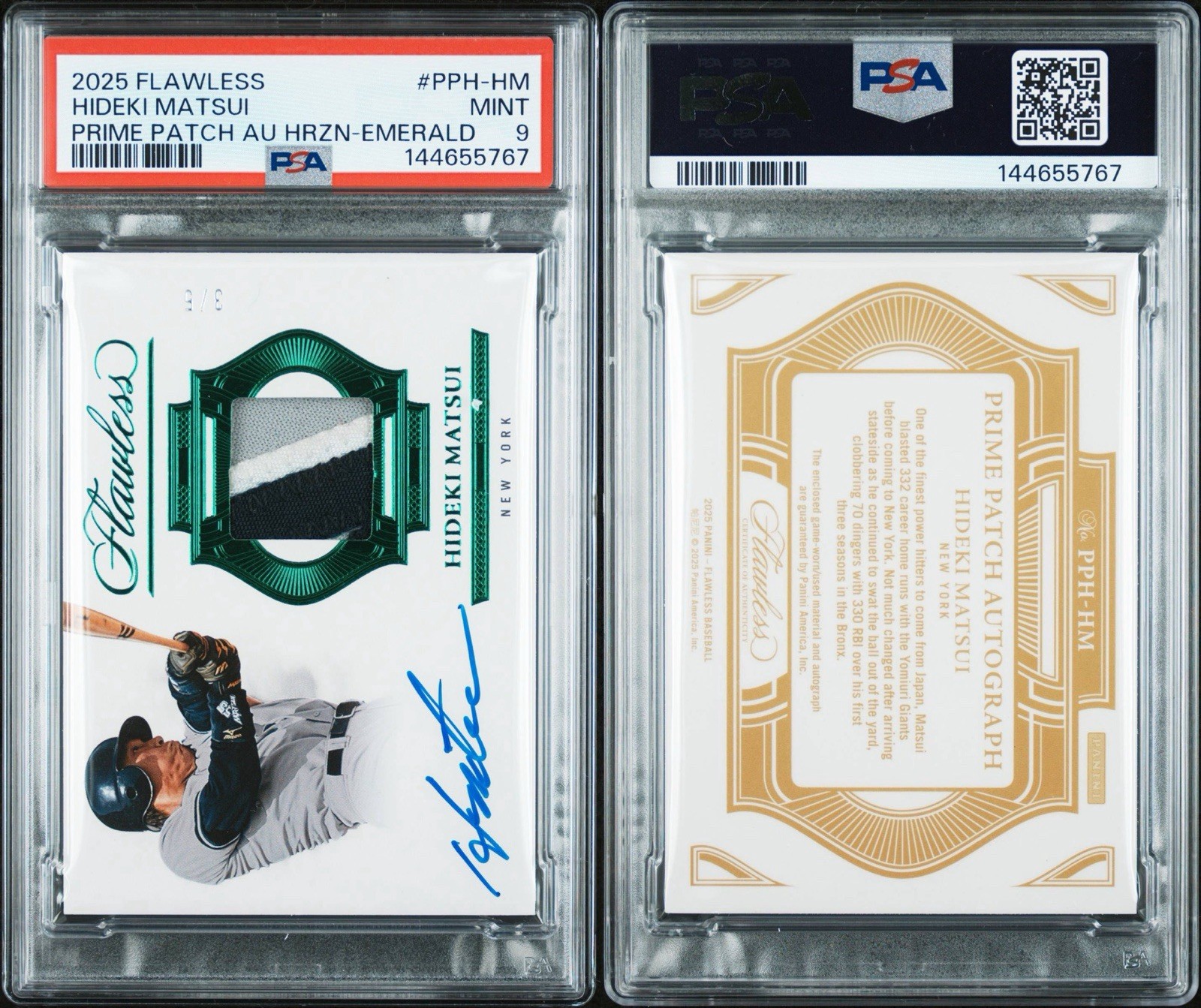 2025 PANINI FLAWLESS PRIME PATCH AUTO 3/5  #PPH-HM HIDEKI MATSUI PSA 9 view 4