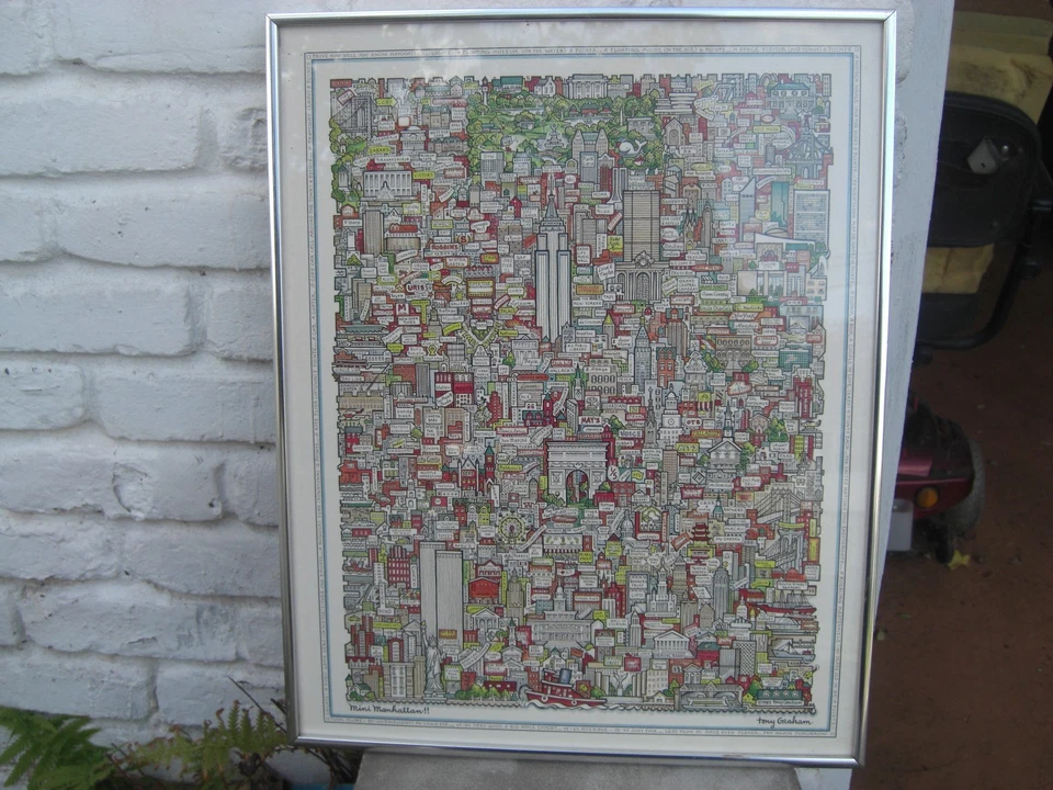 Vintage 1978 MANHATTAN!! Poster by Tony Graham Mounted Original 16 x 20 - Image 2 of 4