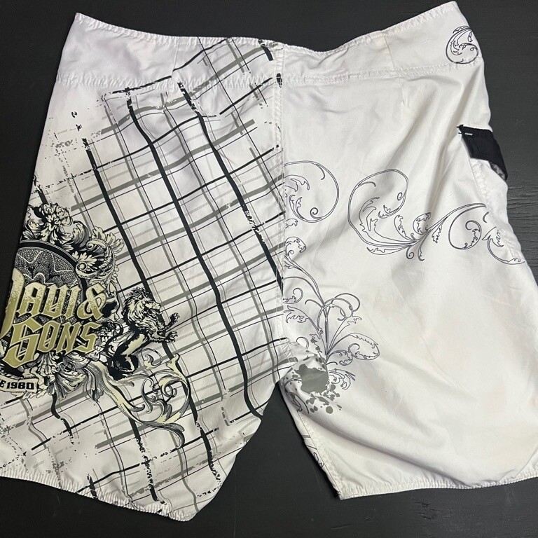 Maui & Sons Men Large Sports Black White Drawstring Shorts image 5