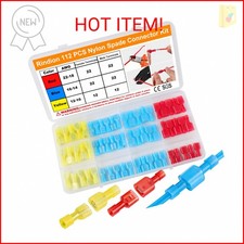 Rindion 112PCS Nylon Spade Connector Kit, 22-10AWG Quick Disconnect Wire Connect