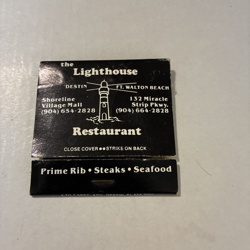 Vintage Matchbook The Lighthouse Restaurant Destin-FT Walton Beach, FL